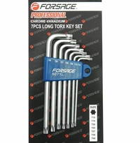Набор ключей торкс Г-образных длинных 7пр. (Т10,Т15,Т20,Т25,Т27,Т30,Т40) в пластиковом держателе Forsage F-5071L