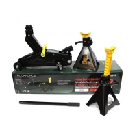 Домкрат подкатной  гидравлический 2 т (h min 130мм.h max 330мм) с комплектом аксессуаров Rock FORCE RF-TH12074