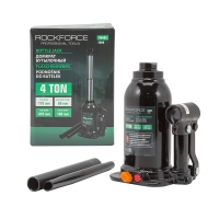 Домкрат бутылочный двухштоковый  4т с клапаном (высота подхвата - 170мм, высота подъема - 410мм, ход Rock Force RF-TF0402(BR)(Euro)