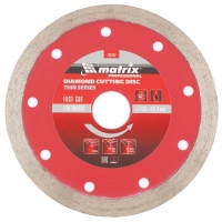 Диск алмазный, отрезной сплошной, 125 х 22.2 мм, тонкий, мокрая резка Professional Matrix 730787
