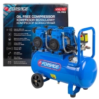 Компрессор поршневой с прямым приводом ,4 цилиндра,безмасляный(ресивер 50л, 2.2 кВт, 8 бар, 420л/м, Forsage F-V30/50 OIL FREE