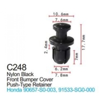 Клипса для крепления внутренней обшивки а/м Хендай/ Хонда пластиковая (100шт/уп.) Forsage клипса C0248(Hyundai/Honda)